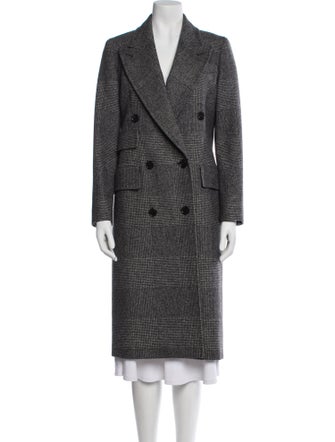 Max Mara Virgin Wool Plaid Print Coat
