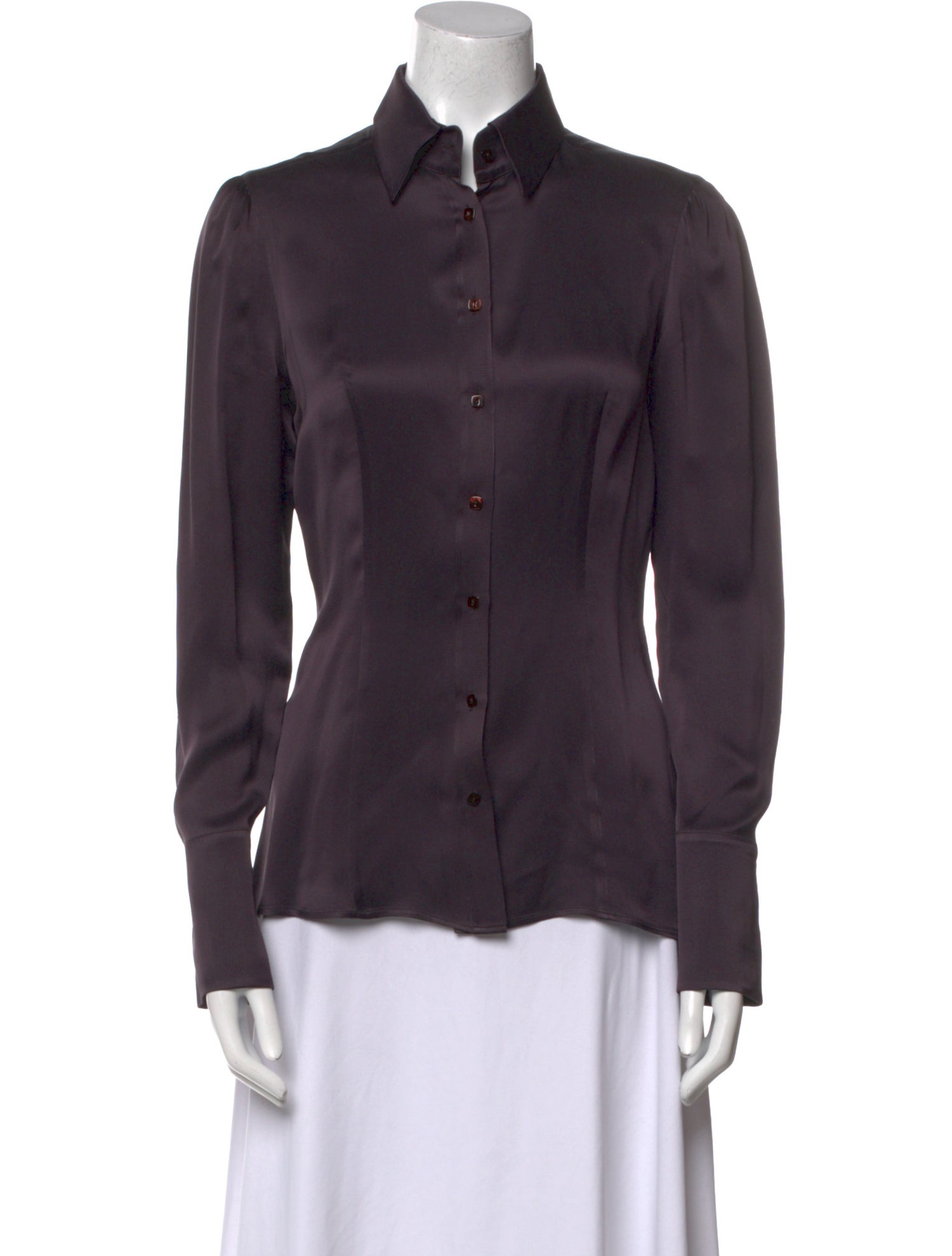 Max Mara Silk Long Sleeve Button-Up Top