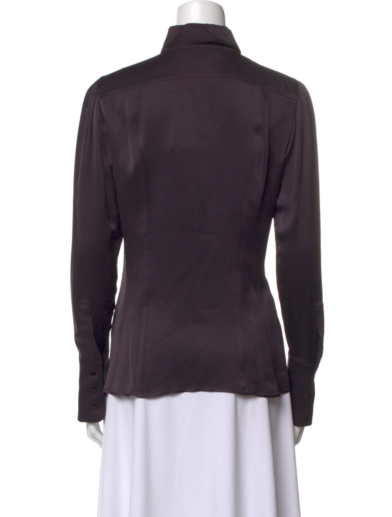 Max Mara Silk Long Sleeve Button-Up Top