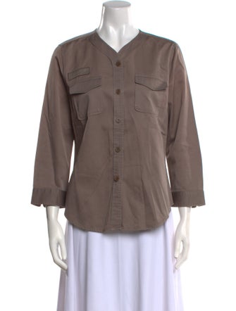 Max Mara Three-Quarter Sleeve Button-Up Top