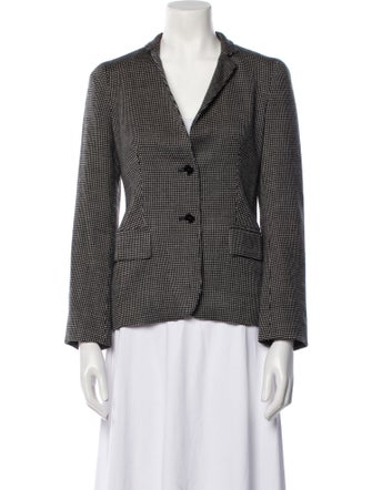 Max Mara Virgin Wool Plaid Print Blazer
