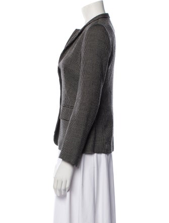 Max Mara Virgin Wool Plaid Print Blazer