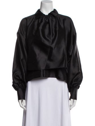 Max Mara Mock Neck Long Sleeve Blouse