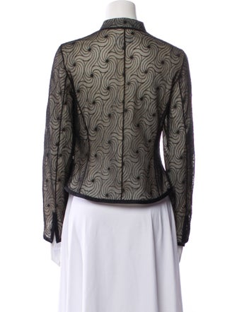 Max Mara Printed Mock Neck Button-Up Top