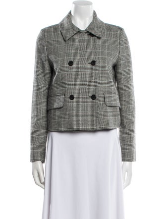 Max Mara Virgin Wool Plaid Print Evening Jacket