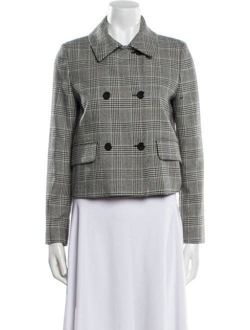 Max Mara Virgin Wool Plaid Print Evening Jacket