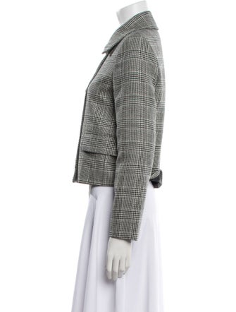 Max Mara Virgin Wool Plaid Print Evening Jacket