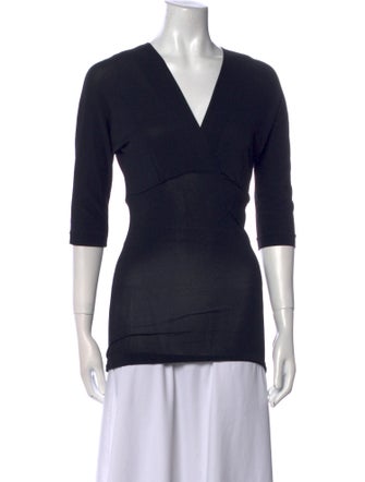 Max Mara V-Neck Three-Quarter Sleeve Top