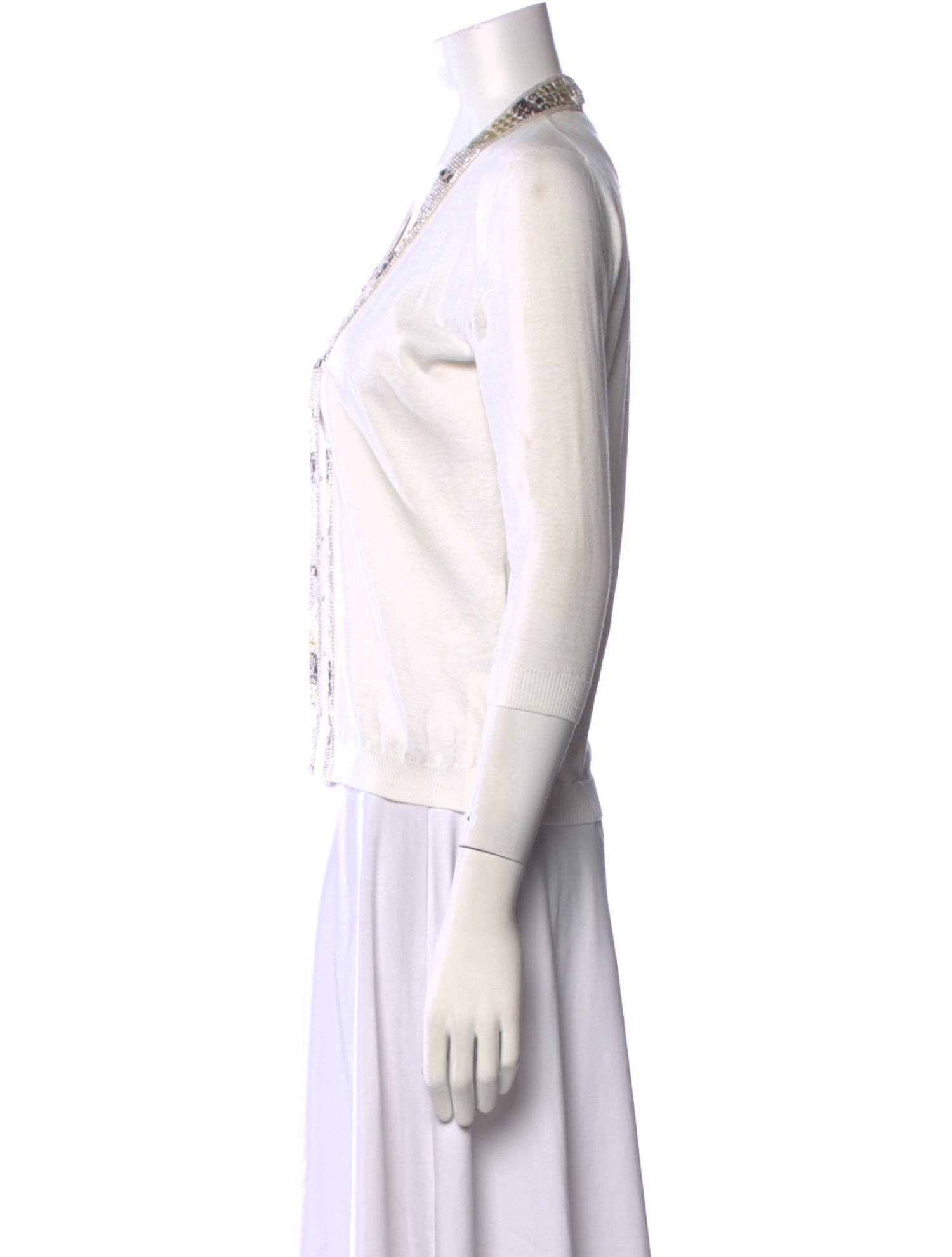 Max Mara V-Neck Three-Quarter Sleeve Crop Top