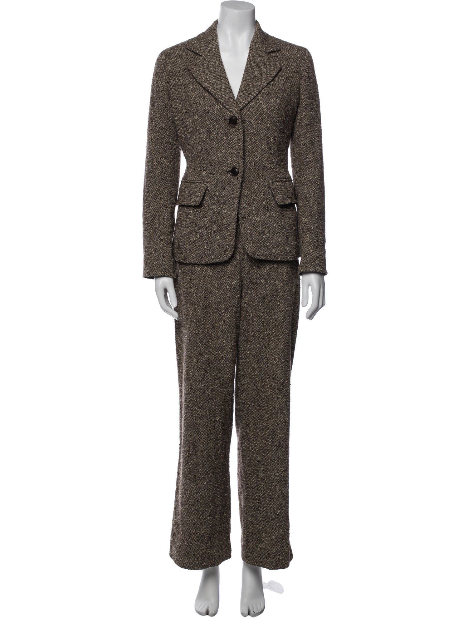 Max Mara Wool Tweed Pattern Pantsuit