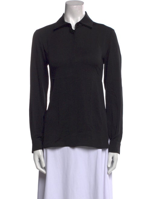 Max Mara Silk Long Sleeve Button-Up Top