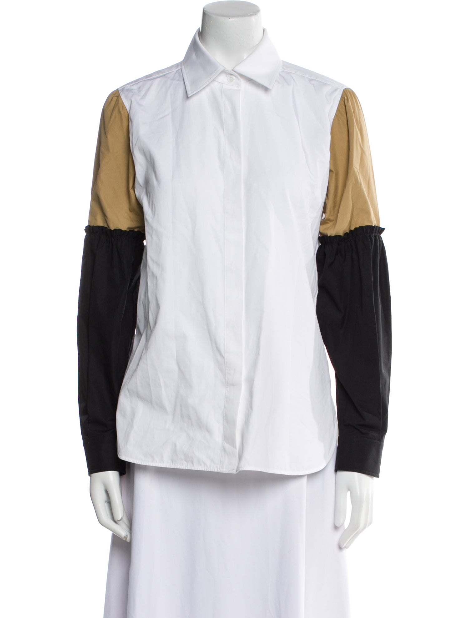 Max Mara Colorblock Pattern Long Sleeve Button-Up Top