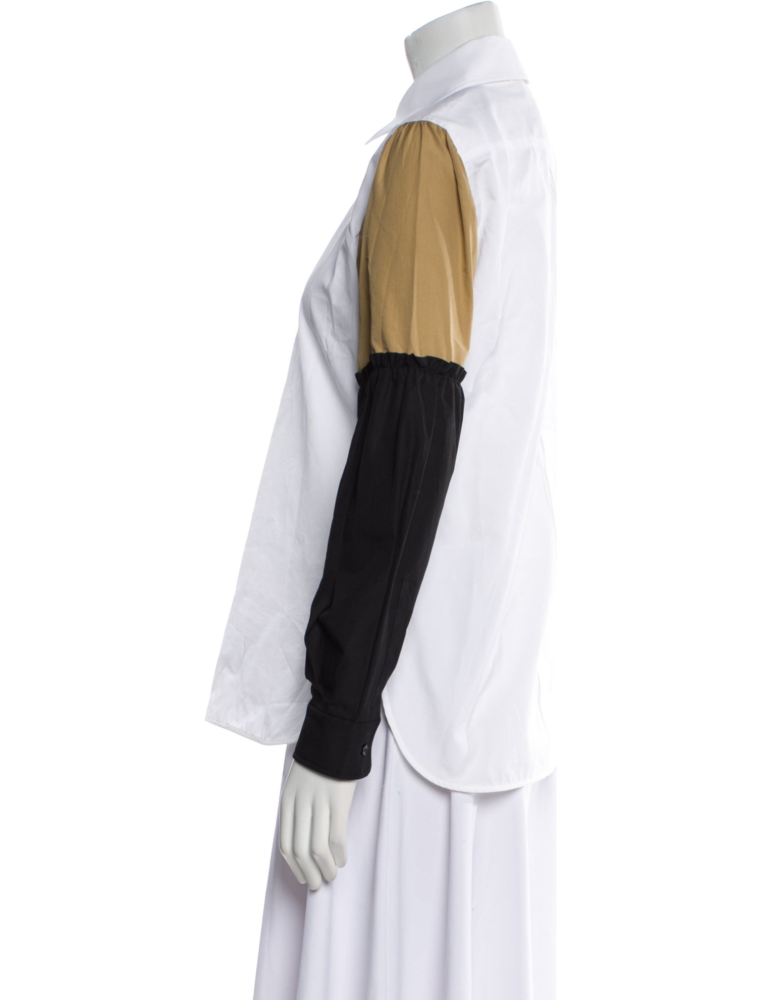 Max Mara Colorblock Pattern Long Sleeve Button-Up Top