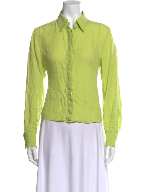 Max Mara Linen Long Sleeve Button-Up Top