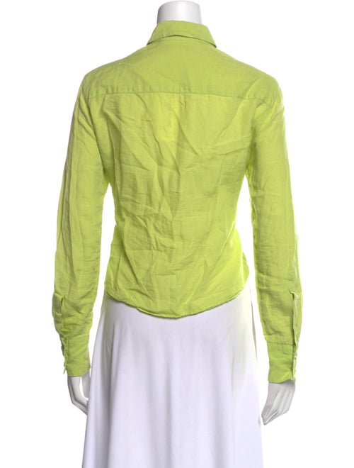 Max Mara Linen Long Sleeve Button-Up Top