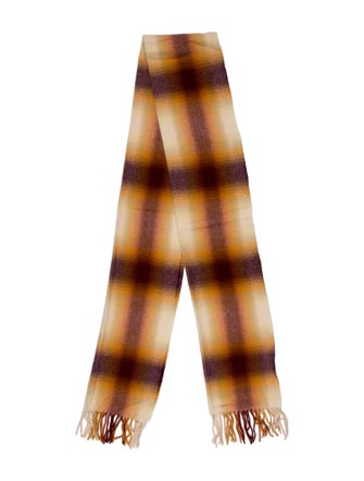 Max Mara Wool Plaid Print Scarf