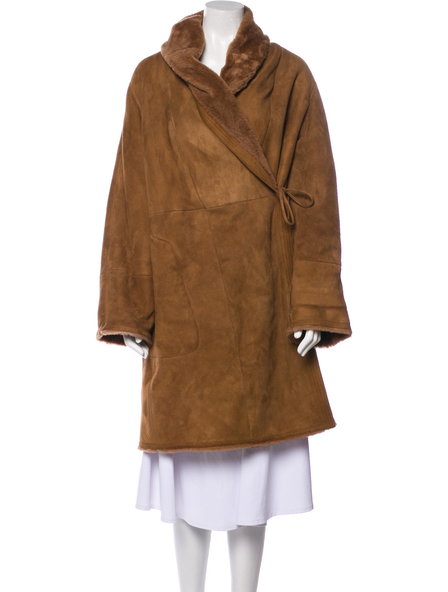Max Mara Leather Faux Fur Coat