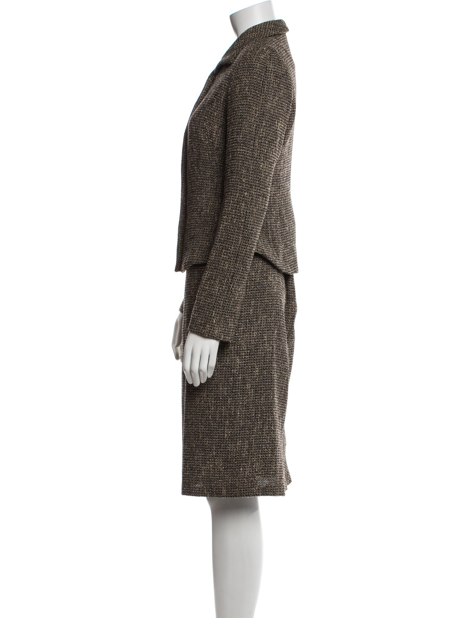 Max Mara Wool Tweed Pattern Skirt Suit