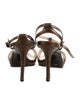 Max Mara Embossed Leather Animal Print T-Strap Sandals
