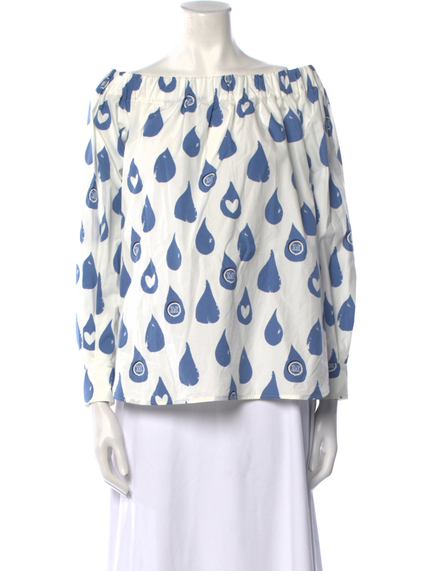Max Mara Printed Bateau Neckline Blouse