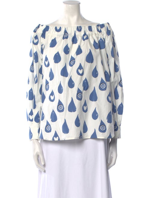 Max Mara Printed Bateau Neckline Blouse