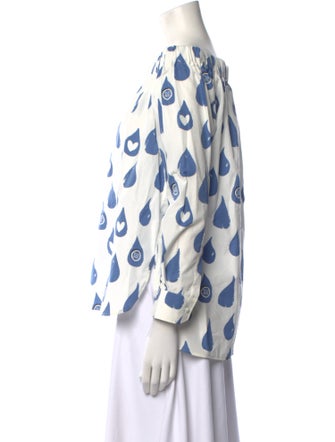 Max Mara Printed Bateau Neckline Blouse