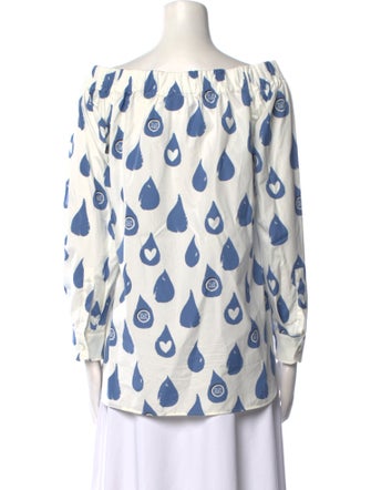 Max Mara Printed Bateau Neckline Blouse