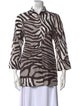 Max Mara Animal Print Three-Quarter Sleeve Button-Up Top