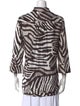Max Mara Animal Print Three-Quarter Sleeve Button-Up Top