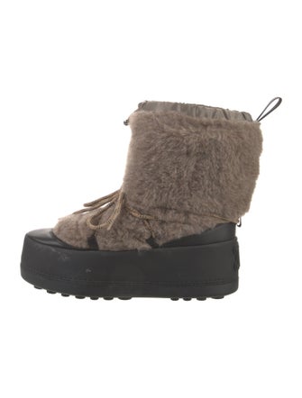 Max Mara Leather Colorblock Pattern Boots