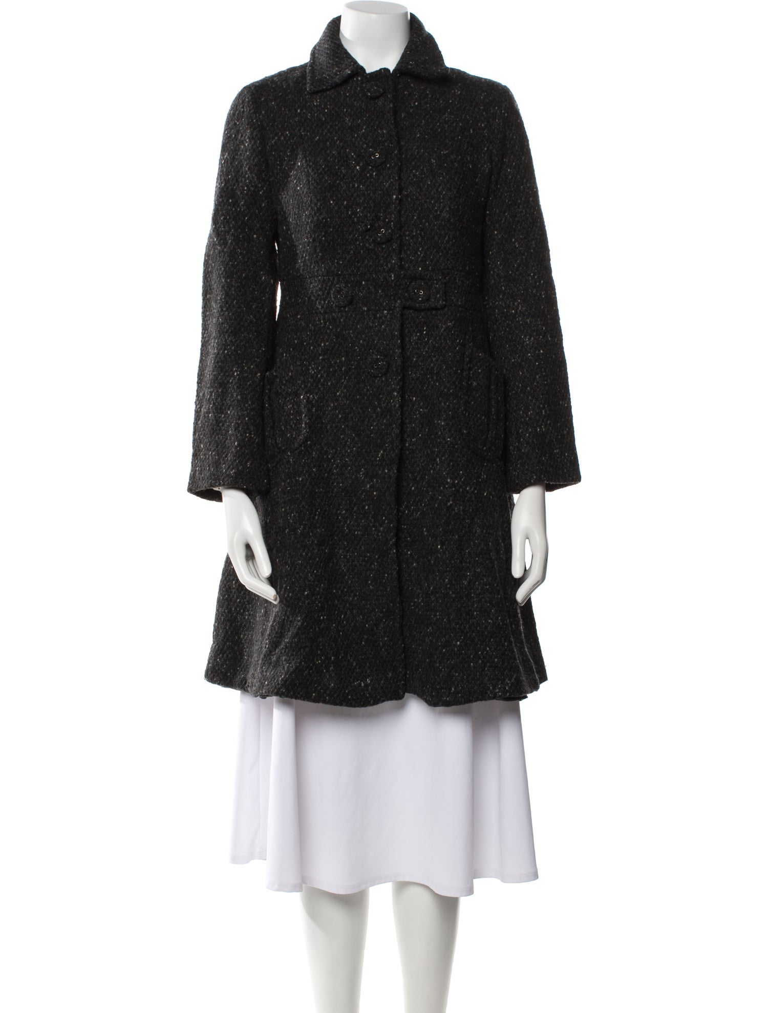 Max Mara Virgin Wool Tweed Pattern Faux Fur Coat