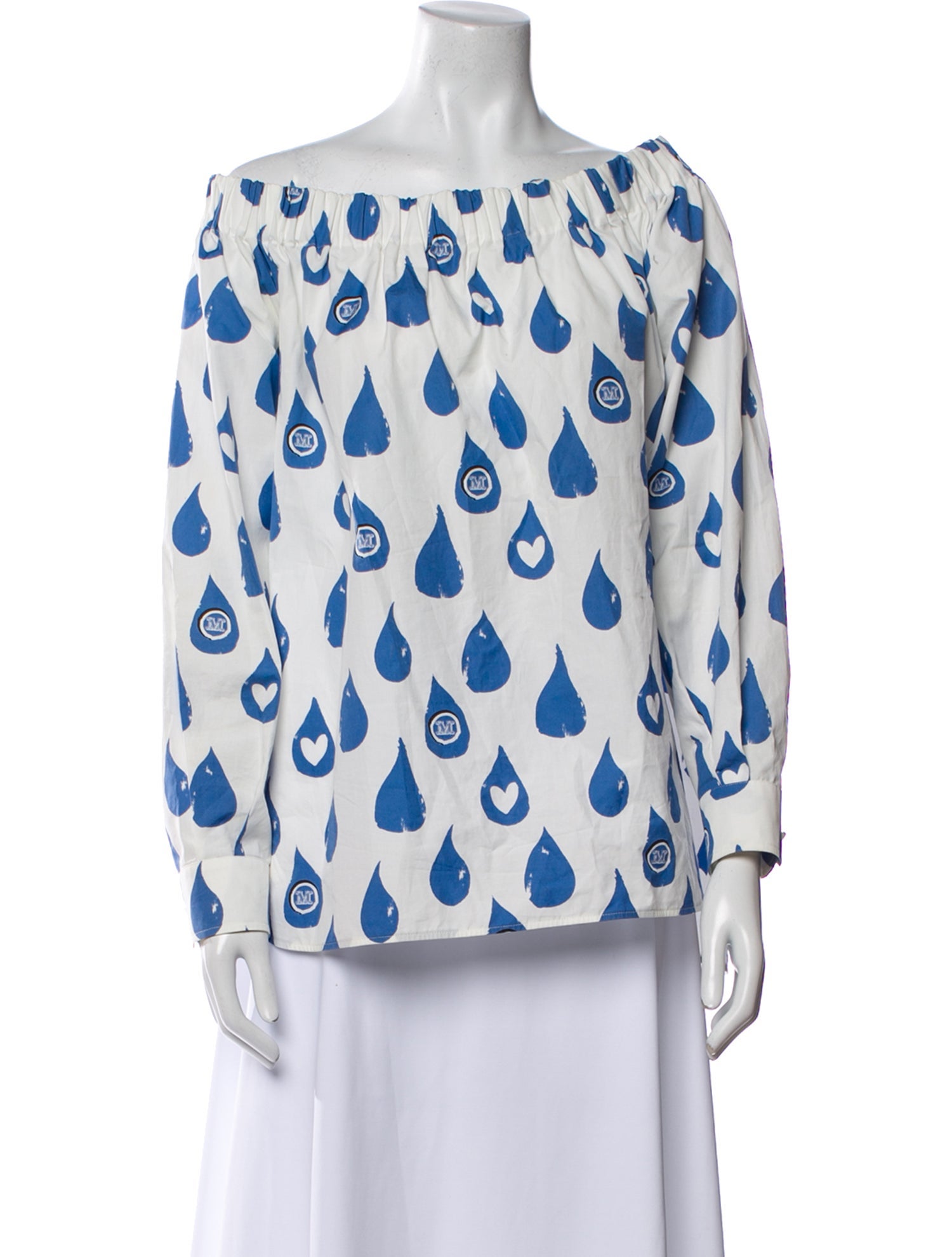 Max Mara Printed Bateau Neckline Blouse