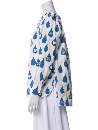 Max Mara Printed Bateau Neckline Blouse