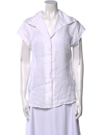 Max Mara V-Neck Short Sleeve Button-Up Top