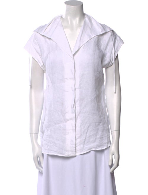 Max Mara V-Neck Short Sleeve Button-Up Top