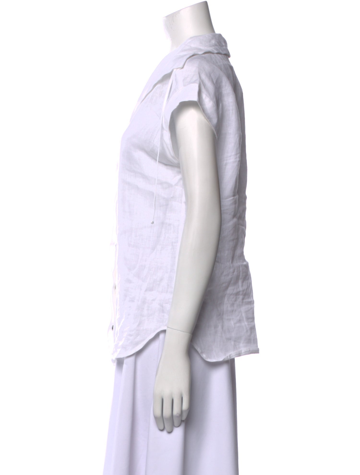 Max Mara V-Neck Short Sleeve Button-Up Top