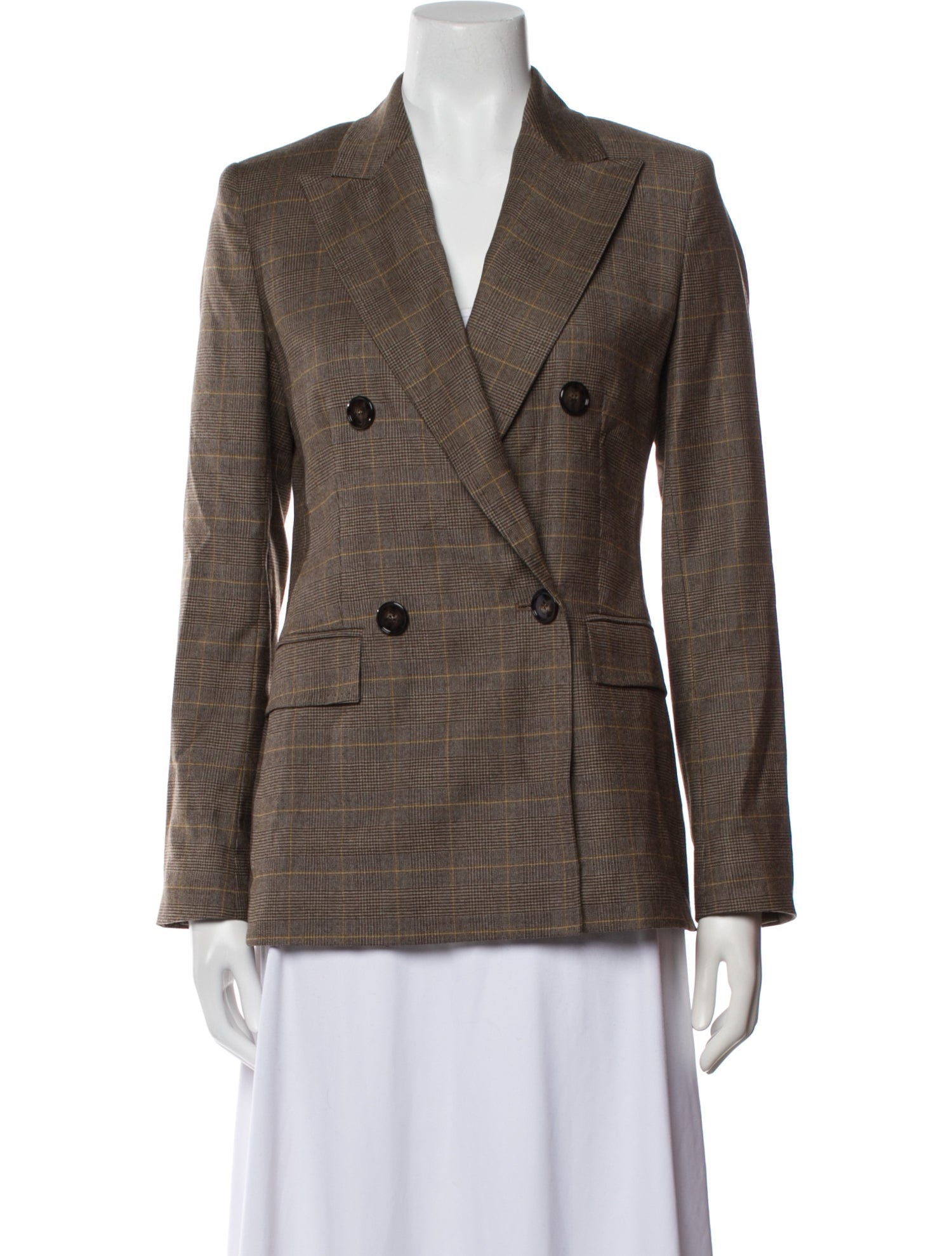 Max Mara Virgin Wool Plaid Print Blazer