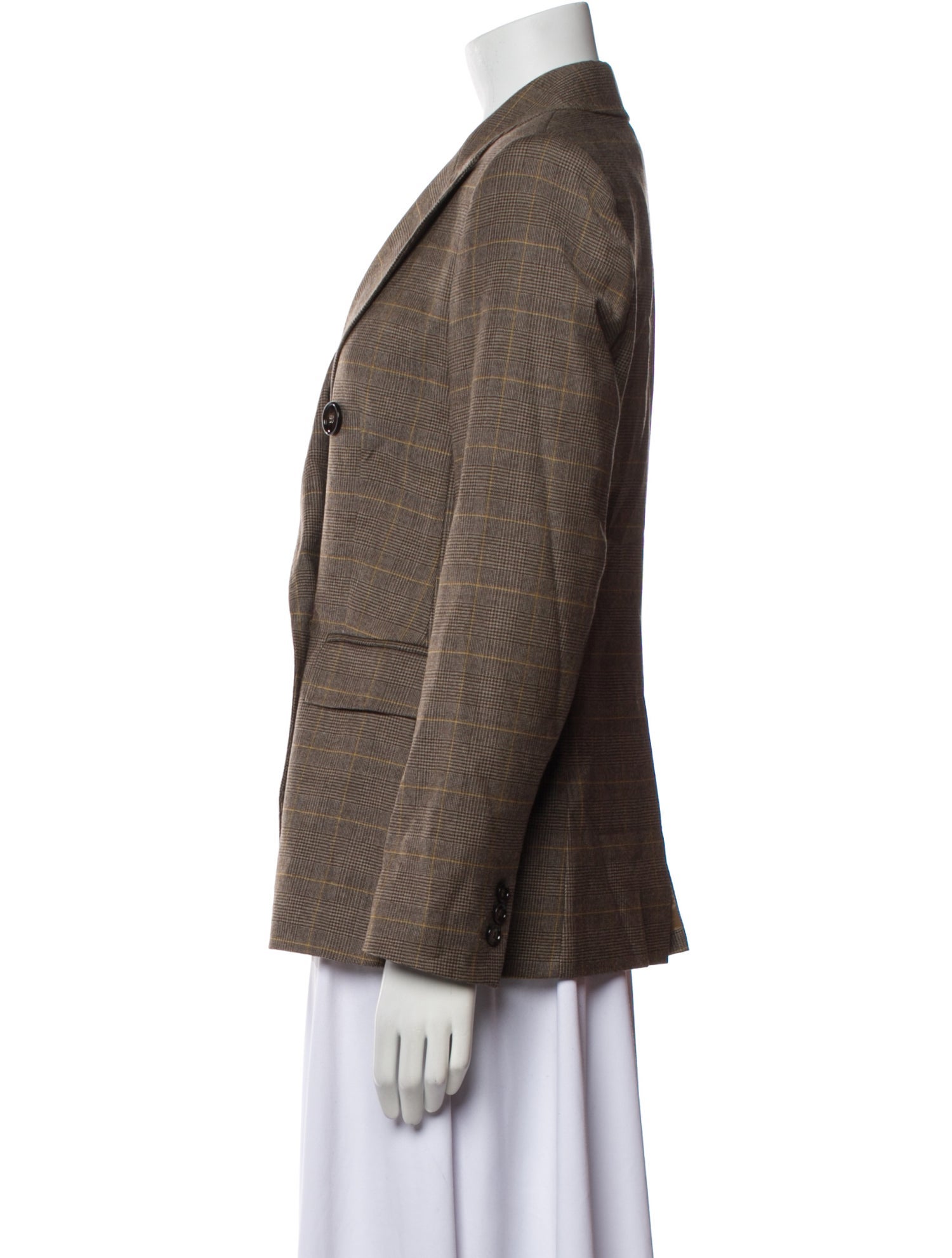 Max Mara Virgin Wool Plaid Print Blazer