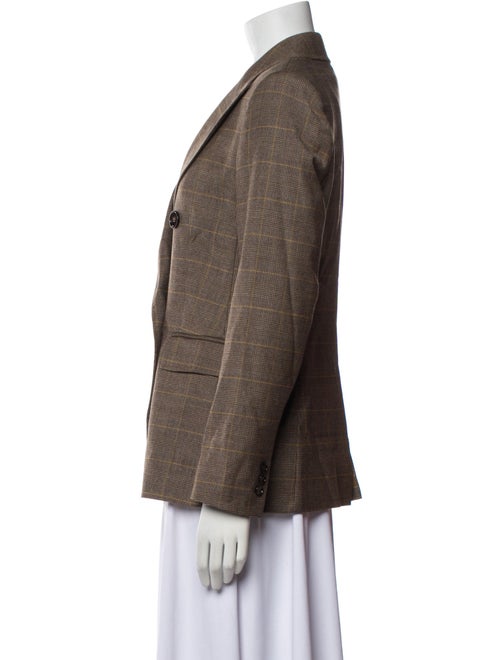 Max Mara Virgin Wool Plaid Print Blazer