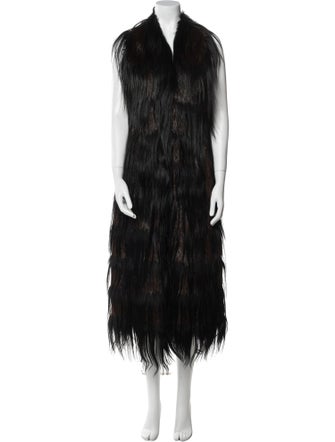 Max Mara Leather Faux Fur Coat