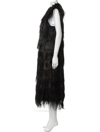 Max Mara Leather Faux Fur Coat