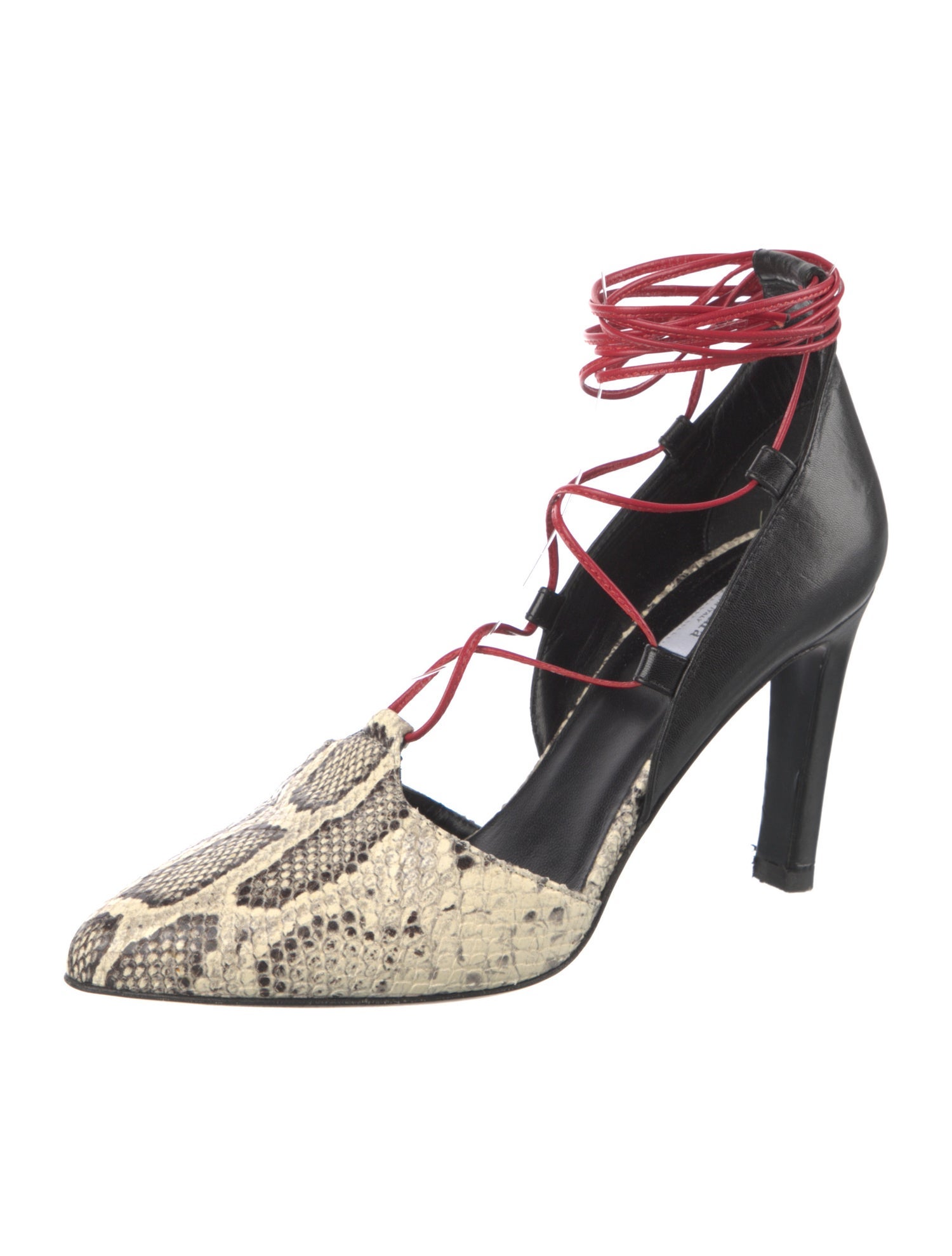 Max Mara Leather Animal Print T-Strap Pumps