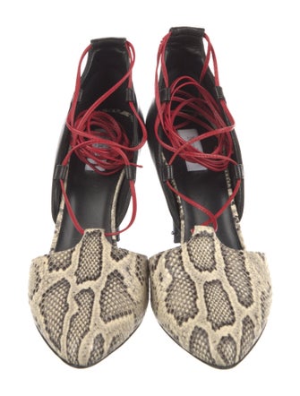 Max Mara Leather Animal Print T-Strap Pumps