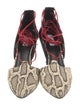 Max Mara Leather Animal Print T-Strap Pumps