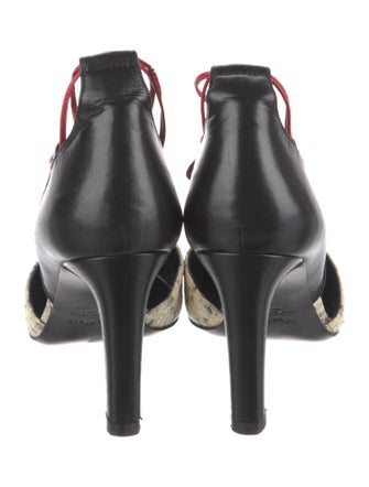 Max Mara Leather Animal Print T-Strap Pumps