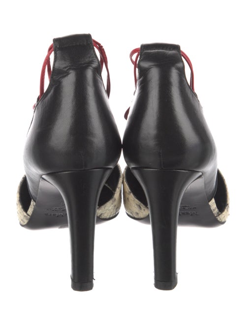 Max Mara Leather Animal Print T-Strap Pumps