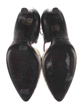 Max Mara Leather Animal Print T-Strap Pumps