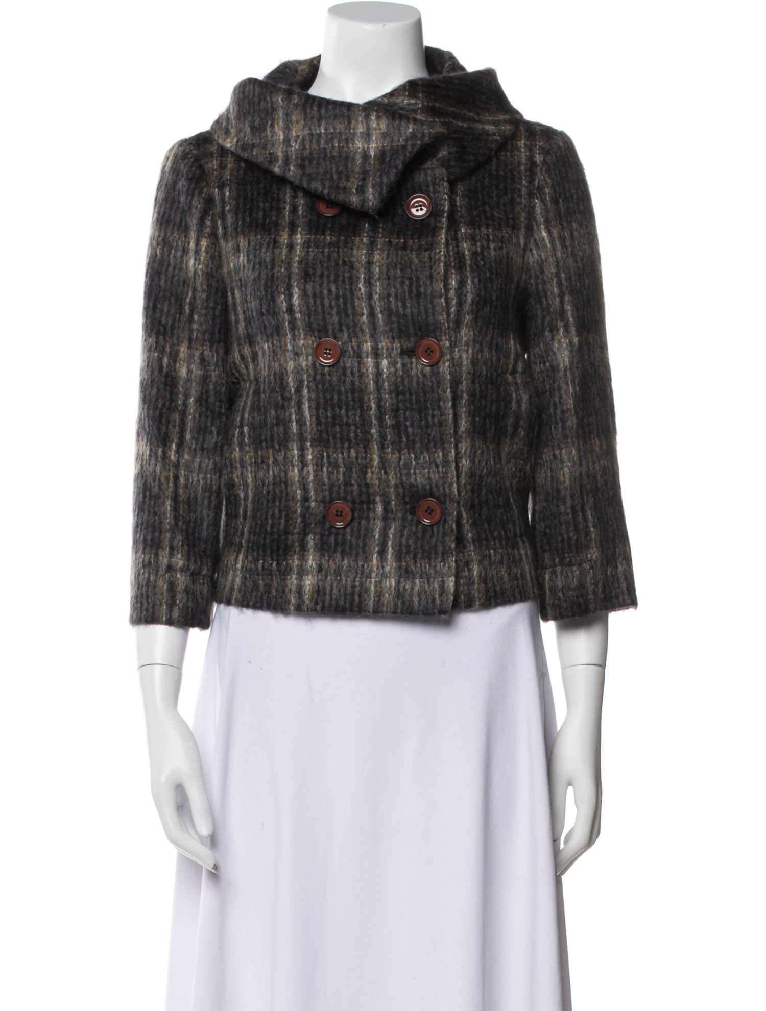 Max Mara Mohair Plaid Print Jacket