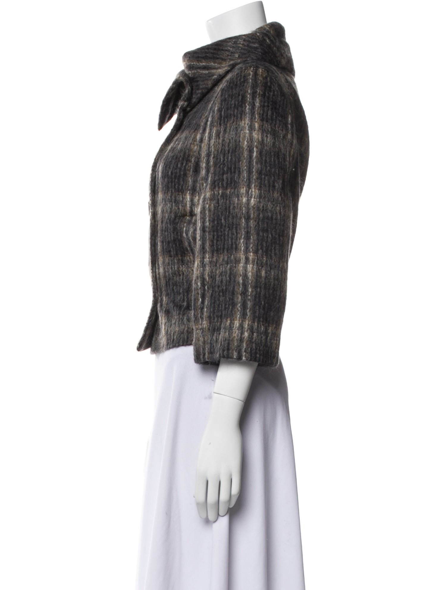 Max Mara Mohair Plaid Print Jacket
