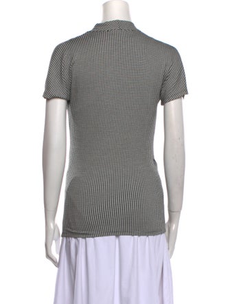 Max Mara Plaid Print V-Neck Top